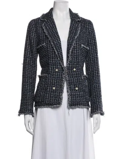 Pre-owned Edward Achour Tweed Pattern Blazer In Blue