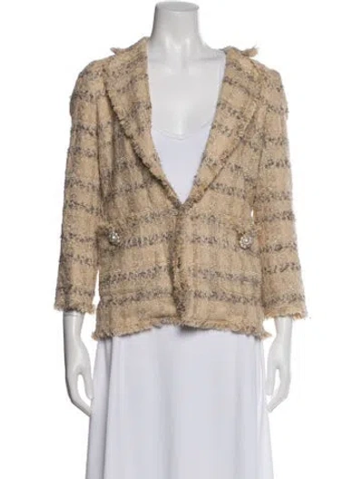 Pre-owned Edward Achour Tweed Pattern Blazer In Brown
