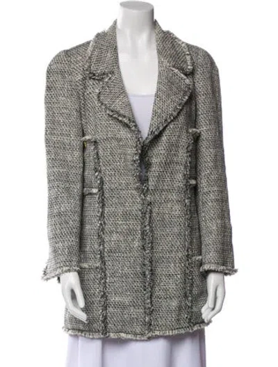 Pre-owned Edward Achour Tweed Pattern Blazer In Gray