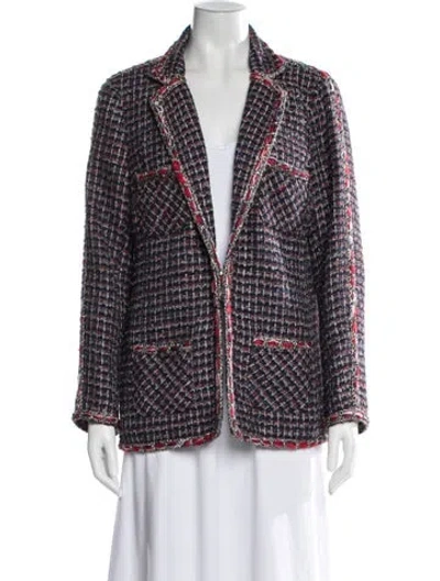 Pre-owned Edward Achour Tweed Pattern Blazer In Multi
