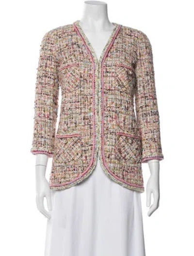 Pre-owned Edward Achour Tweed Pattern Blazer In Multicolor