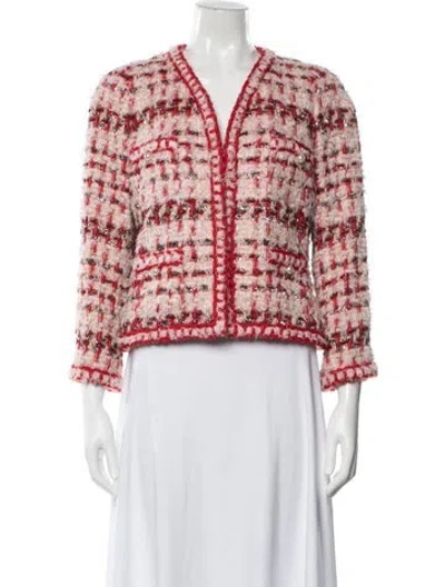Pre-owned Edward Achour Tweed Pattern Blazer In Pink