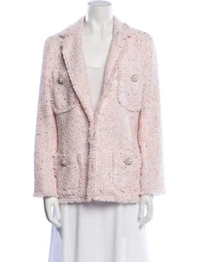 Pre-owned Edward Achour Tweed Pattern Blazer W/ Tags In Pink