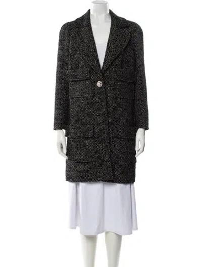 Pre-owned Edward Achour Tweed Pattern Coat In Black