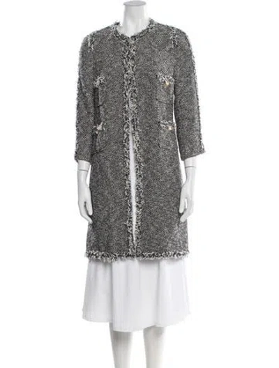 Pre-owned Edward Achour Tweed Pattern Coat In Gray