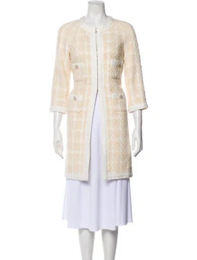 Pre-owned Edward Achour Tweed Pattern Coat In Neutral