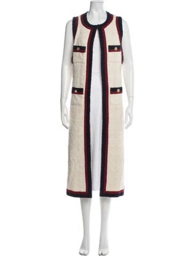 Pre-owned Edward Achour Tweed Pattern Coat In Neutral