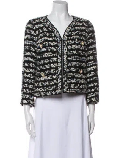 Pre-owned Edward Achour Tweed Pattern Evening Jacket In Black