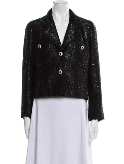 Pre-owned Edward Achour Tweed Pattern Evening Jacket In Black