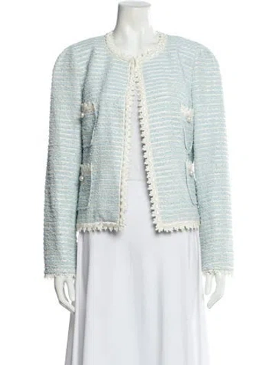 Pre-owned Edward Achour Tweed Pattern Evening Jacket In Blue