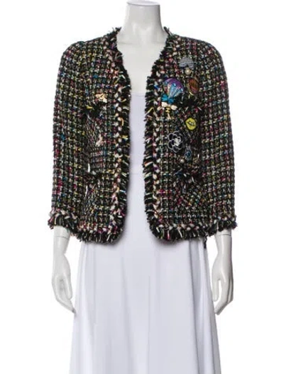 Pre-owned Edward Achour Tweed Pattern Evening Jacket In Multi