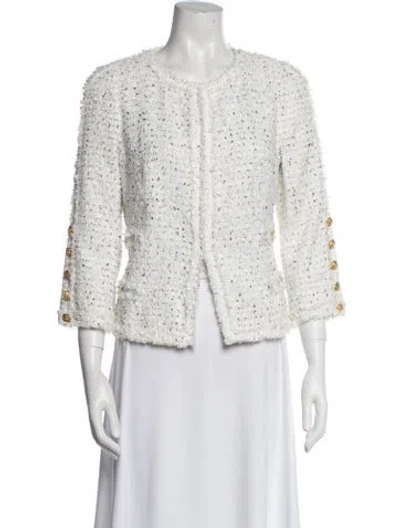 Pre-owned Edward Achour Tweed Pattern Evening Jacket In Neutral