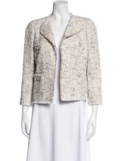 Pre-owned Edward Achour Tweed Pattern Evening Jacket In Neutral