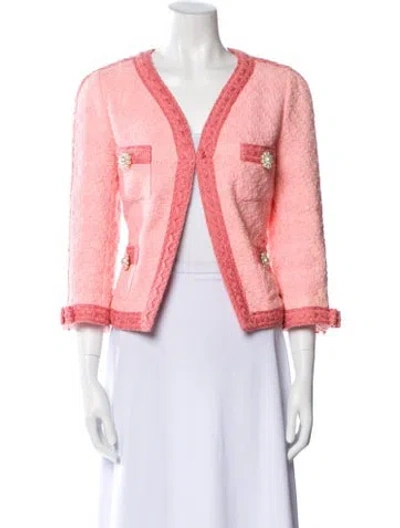 Pre-owned Edward Achour Tweed Pattern Evening Jacket In Pink