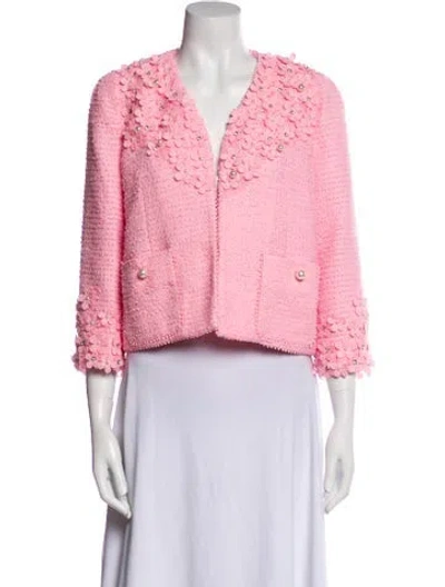Pre-owned Edward Achour Tweed Pattern Evening Jacket In Pink