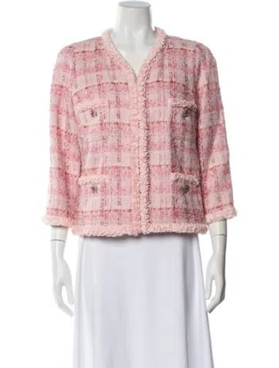 Pre-owned Edward Achour Tweed Pattern Evening Jacket In Pink