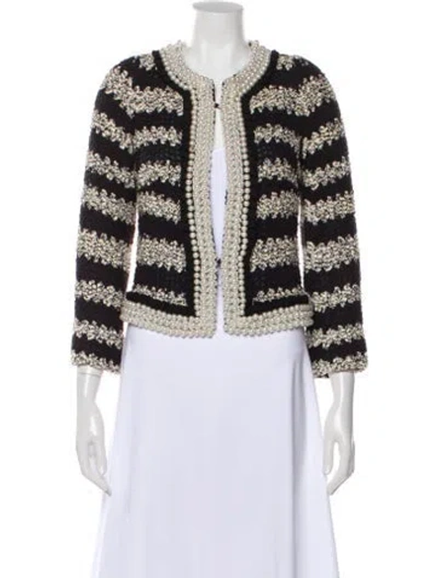 Pre-owned Edward Achour Tweed Pattern Jacket In Black