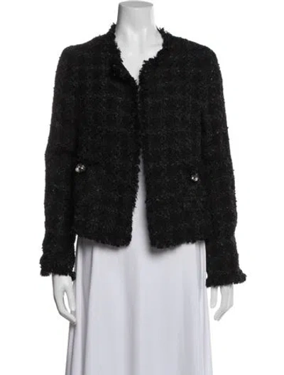 Pre-owned Edward Achour Tweed Pattern Jacket In Black