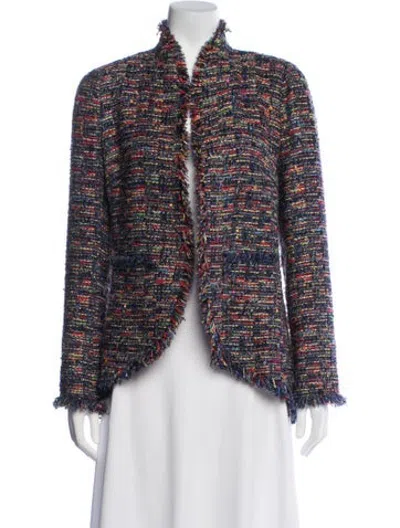 Pre-owned Edward Achour Tweed Pattern Jacket In Blue