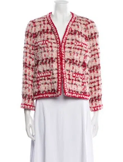 Pre-owned Edward Achour Tweed Pattern Jacket In Pink