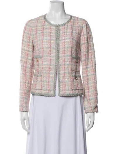 Pre-owned Edward Achour Tweed Pattern Jacket In Pink