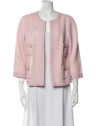 Pre-owned Edward Achour Tweed Pattern Jacket In Pink