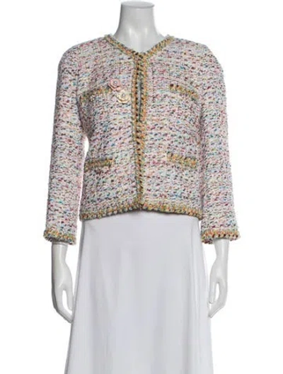 Pre-owned Edward Achour Tweed Pattern Jacket W/ Tags In Multi