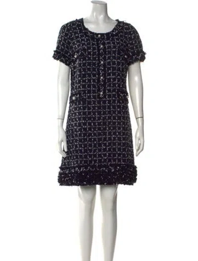 Pre-owned Edward Achour Tweed Pattern Mini Dress In Black