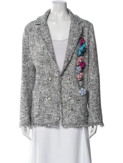 Pre-owned Edward Achour Tweed Printed Blazer In Multi