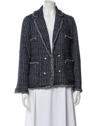 Pre-owned Edward Achour Tweed Tweed Pattern Blazer In Gray