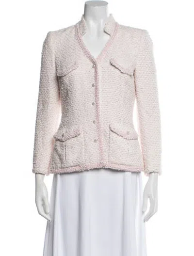 Pre-owned Edward Achour Tweed Tweed Pattern Blazer In Pink