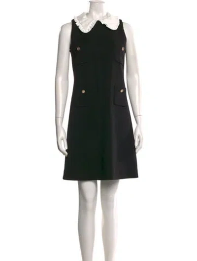 Pre-owned Edward Achour Virgin Wool Mini Dress In Black