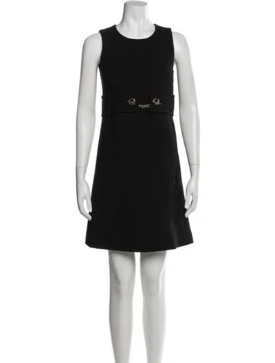 Pre-owned Edward Achour Virgin Wool Mini Dress In Black