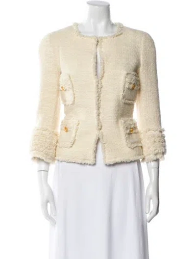 Pre-owned Edward Achour Virgin Wool Tweed Pattern Evening Jacket In Neutral