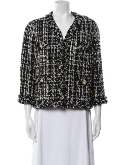 Pre-owned Edward Achour Virgin Wool Tweed Pattern Evening Jacket In White