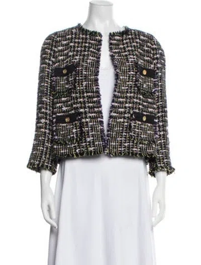 Pre-owned Edward Achour Virgin Wool Tweed Pattern Jacket In Blue