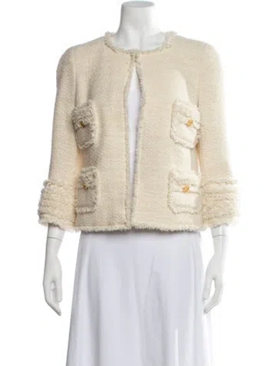 Pre-owned Edward Achour Virgin Wool Tweed Pattern Jacket In Neutrals