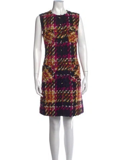 Pre-owned Edward Achour Wool Mini Dress In Multi