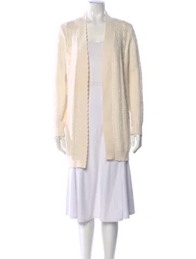 Pre-owned Edward Achour Wool Open Front Sweater In Neutral