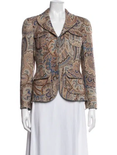 Pre-owned Edward Achour Wool Paisley Print Blazer In Neutral