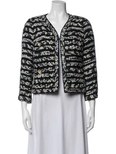 Pre-owned Edward Achour Wool Tweed Pattern Evening Jacket In Black
