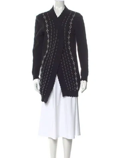 Pre-owned Edward Achour Wool V-neck Sweater In Black