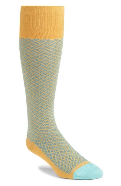 Edward Armah Basket Weave Dress Socks In Yellow