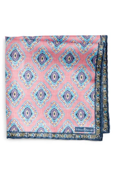 Edward Armah Diamond Medallion Silk Pocket Square In Pink