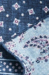 Edward Armah Dot & Paisley Reversible Silk Pocket Square In Denim