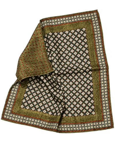 Edward Armah Dots Print Pocket Square Hand Roll In Olive In Multi