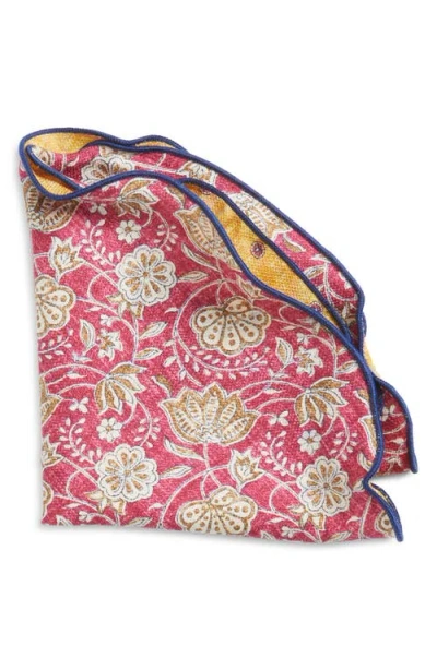 Edward Armah Floral & Neat Reversible Silk Pocket Circle In Magenta