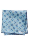Edward Armah Floral Lattice Silk Pocket Square In Sky