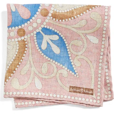 Edward Armah Floral Reversible Silk Pocket Square In Pink
