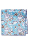 Edward Armah Floral Silk Pocket Square In Azure